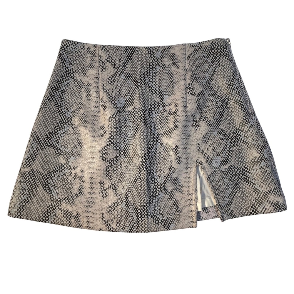 Olivacious‎ Python Snake Print Mini Skirt with Side Slit Women Size S